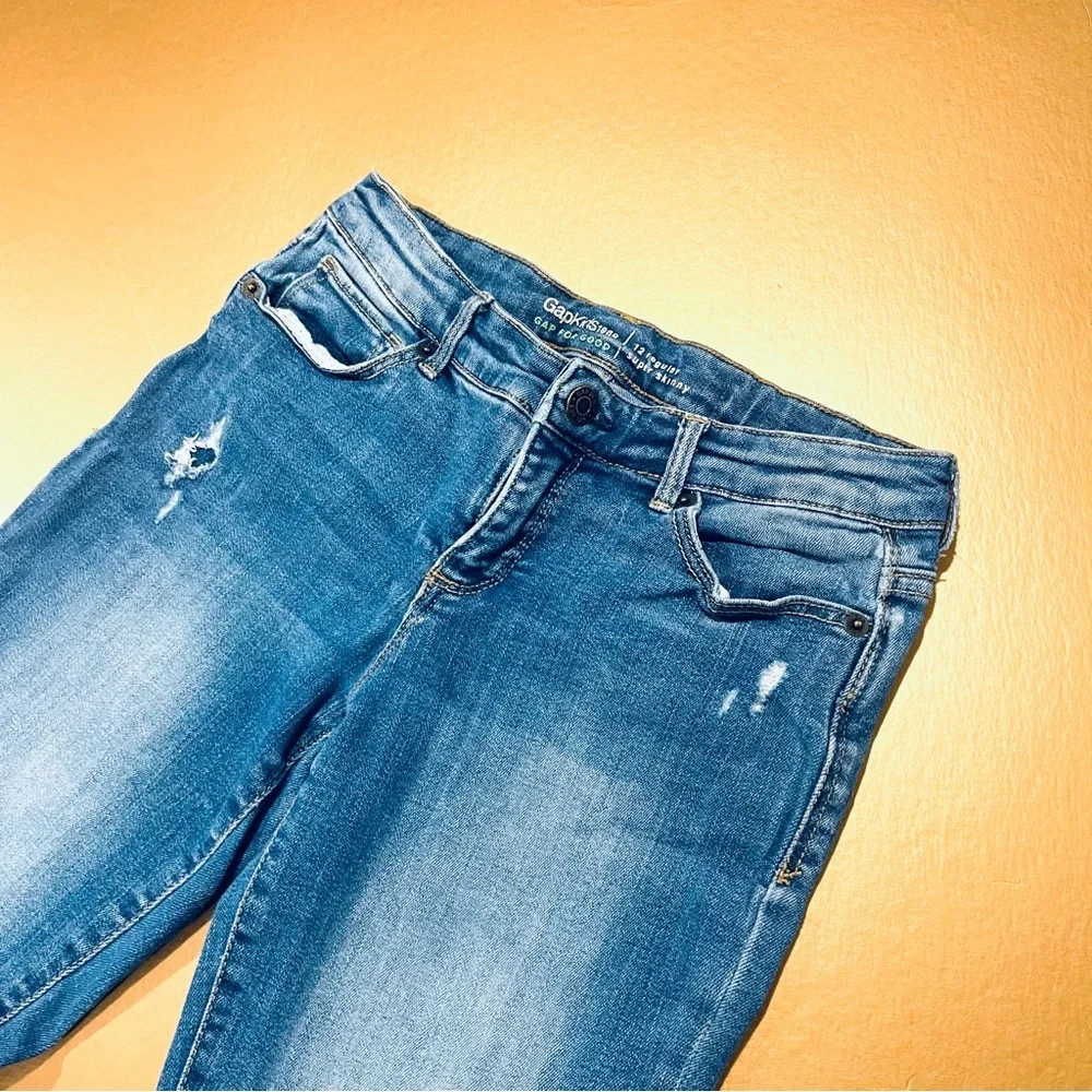 GAP Kids Super Skinny Distressed Blue Jeans Girl’s 12R